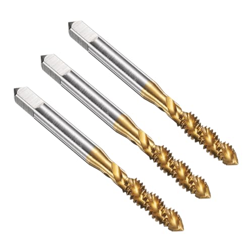 uxcell 3pcs Spiral Flute Thread Taps 1/4-20 UNC 2B Machine Threading Tap Bit, Titanium Coated Screw Tapping Repair Tool, M2 High-Speed Steel (HSS)