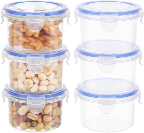 6 Piezas Recipientes de Plástico Herméticos para Alimentos, 300ml Tapers para Comida Hermetico con Tapa, Reutilizables, Sin BPA, Apto para Lavavajillas, Frigorífico y Microondas