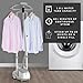 SALAV GS45-DJ Professional Upright Garment Steamer with Roll Wheels, Multi-Function Extra Wide Hanger, Fabric Brush & Mini Ironing Paddle, 1500 watts, Silver