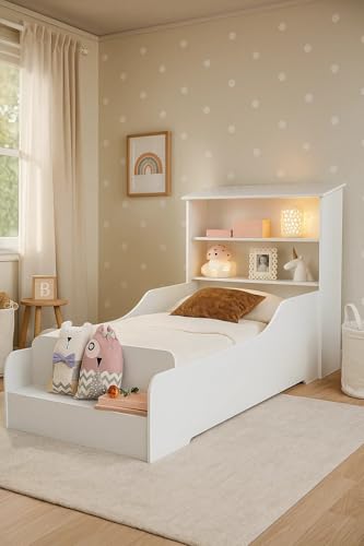 Mini Cama Liz Infantil Casinha Com Prateleiras E Proteção Lateral (Branco)