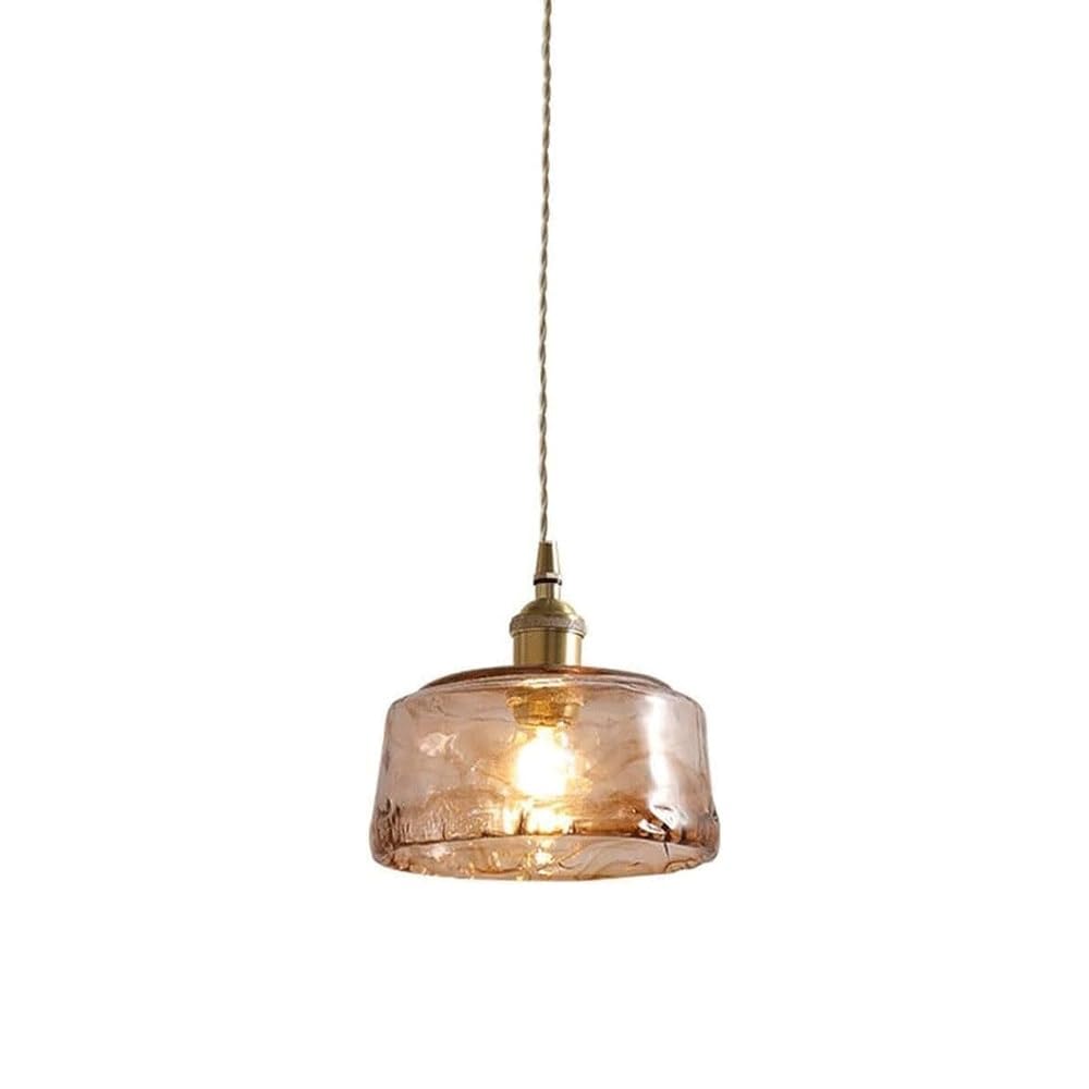 Lustre tambour en verre ambré pour illuminer votre salle à manger chaleureuse