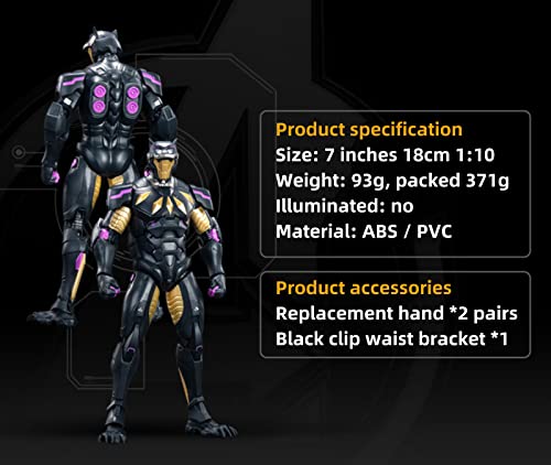 Hosie 7 Inch Blackpanther Action Figure (1/10 Scale) Exquisite Painting 20 Joints Movable Toy With Lots Of Accessories #TOP5