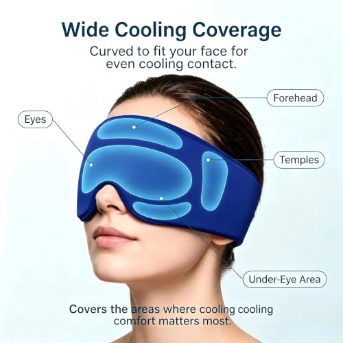 Image of Cooling Gel Eye Mask for Puffy Eyes, Migraine & Headache Relief, Full Eye-Area Cold Compress for Eyes & Temples, FSA Eligible HSA Reusable Eye Ice Pack for Swelling & Post-Surgery Recovery