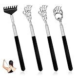 4 Piezas Rascadorde Espalda, Portátil Espalda Rascador Acero Inoxidable Rascador Espalda Rascador de Espalda Telescópico con Asas de Goma para Rascarse la Espalda