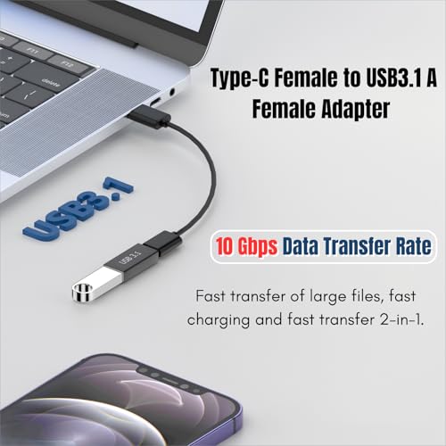 Adapter USB C na USB 3.1, gniazdo USB C 10 Gbps na gniazdo USB 3.1 A, konwerter do podłączenia dwóch wtyczek, wtyczka przedłużająca