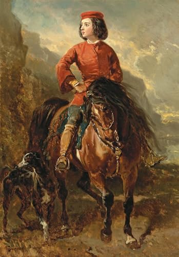 Pintura mural jinete en una Shetland Alfred De Dreux alta calidad