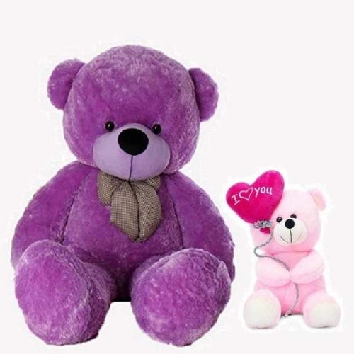 SONIYA ENTERPRISES Cuddly Soft Gift Basket Stuffed Soft Toy for Kids/Birthday Gift/Boy/Girl Combo of Ballon Teddy and Purple 3 Feet Teddy Special Edition OO748