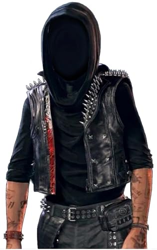 Chaleco de cuero negro con tachuelas para disfraz de halloween de videojuegos 2