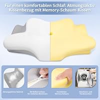 Missleep Nackenstützkissen, ergonomisches Kissen, Schmetterlingskissen, Zwei Höhen für Seiten-, Rücken- und Bauchschläfer, Memory Foam Kissen mit Kühlbezug, Weiß – Ansicht 5