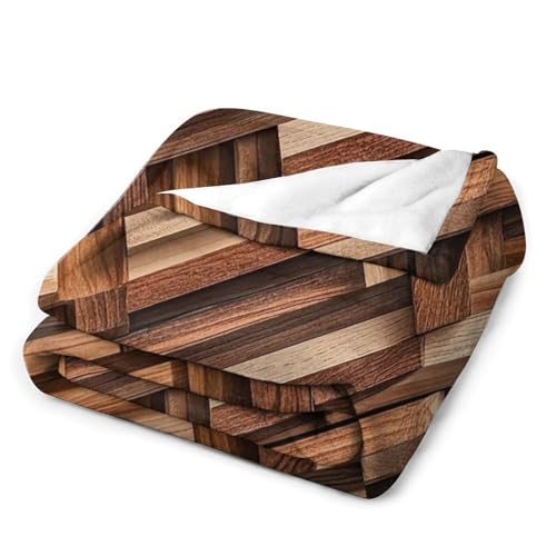 Couverture micro polaire légère chaude plaid lit imprimé bois zigzag