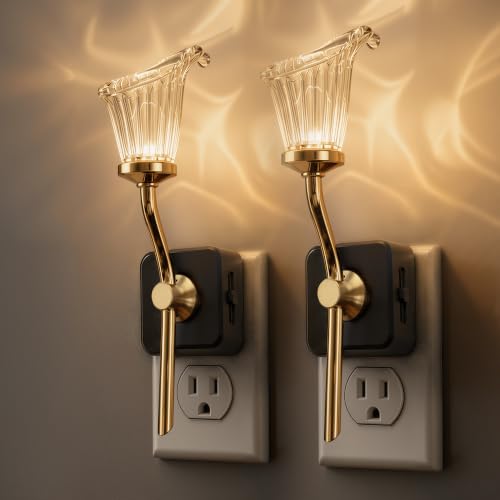 Image of L LOHAS LED 2 Pack Night Lights Plug into Wall, 3000K Soft White | Calla Lily Floral Nightlight with Dusk to Dawn Sensor, 0-100lm Adjustable Brightness, for Hallway Bedroom Stairway