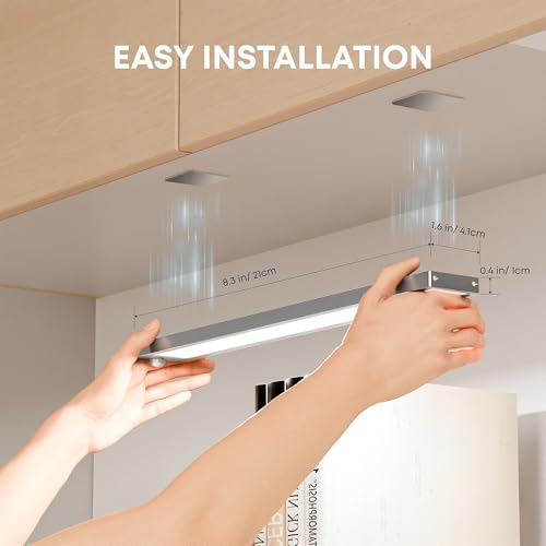 Image of LROLTEF Under Cabinet Lighting Wireless, 2 Pack 11.8 inch 2200mAh 6500K Dimmable Motion Sensor Light Indoor, Rechargeable LED Under Counter Lights for Kitchen, Shelf, Stairs, Closet
