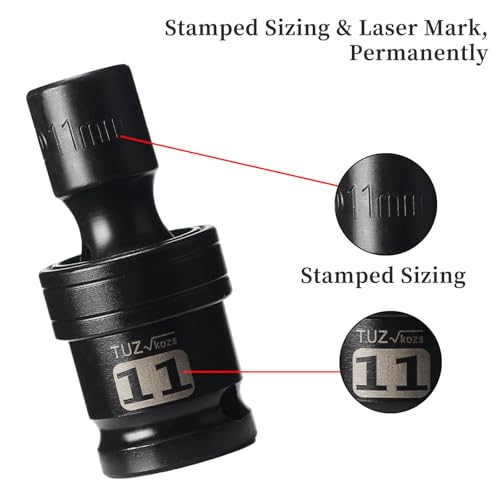 Image of 1 /2 inch Universal Joint Socket.1 /2-Inch Drive Shallow Impact Universal Joint Swivel Socket.Chrome Molybdenum Steel.6 Point, Metric 11mm