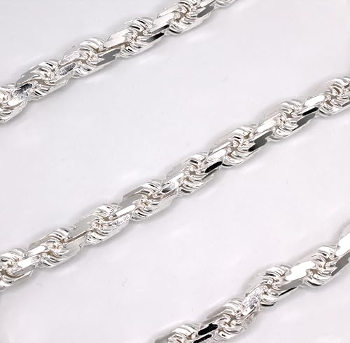 11mm Sterling Silver Diamond Cut Rope Chain. Super Heavy Solid Italian Silver .925 Necklace in 8", 9", 22", 24", 26", 28", 30", 32", 34"2
