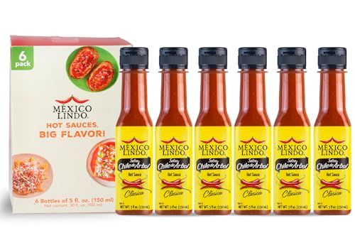 Mexico Lindo Chile de Arbol Habanero Hot Sauce Display, 5 fl oz, Pack of 6