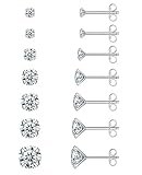 Earrings for Women, 7 Pairs Stud Earrings Set for Men Girl, COMOSO 18K White Gold Plated S925 Sterli