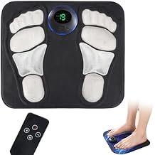 Portable Foot Massager Rechargeable Circulation Stimulator with 8 Modes 19 Intensities, 4 Body Pads, Lightweight Design for Home, Travel, Office Use