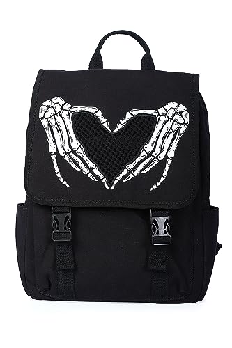 Lost Queen Gothic Darkest Love Knapsack Bone Skeleton Heart Hands Backpack