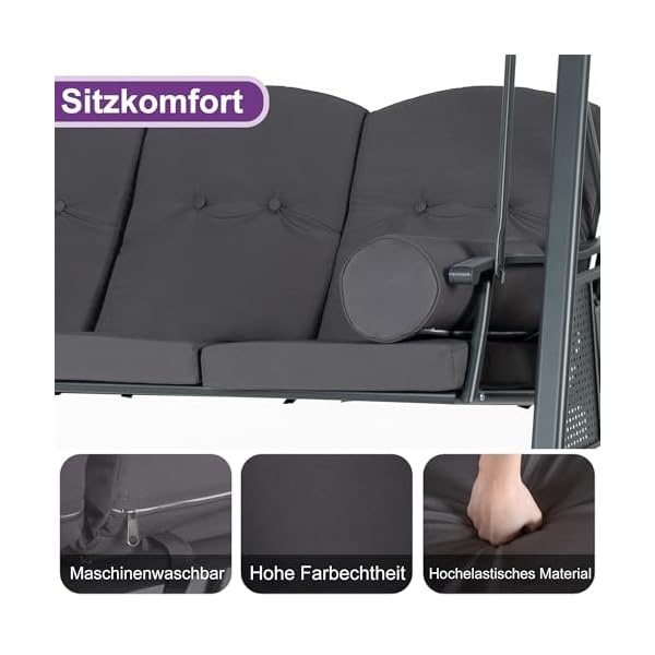 PURPLE LEAF Hollywoodschaukel 3-Sitzer Grau