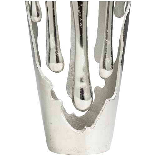 Image of Deco 79 Aluminum Metal Abstract Vase, Vase 7 inch x 7 inch x 15 inch, Silver