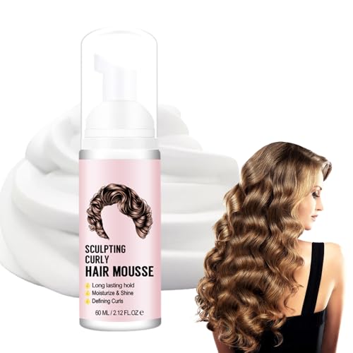 Hppsctink Hair Styling Curling Mousse, 60ml de mousse coiffante pour cheveux bouclés, Fluffy Curl Styling Mousse, mousse coiffante hydratante, shampoos