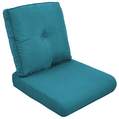 Image of Outdoor Chair Cushions-Patio Chair Cushions Set with Removable Cover 22 X 24 Inch Outdoor Cushions for Patio Furniture Chair Sofa Couch-Peacock Blue