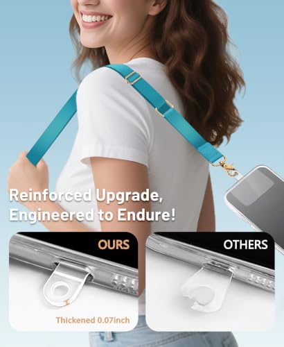 Image of Yonlevres Phone Lanyard Crossbody Strap Wrist Neck Adjustable Women Blue | Fit Cell Phone Keys and ID Badges, Travel and Daily Use, Hands-free, Work with Full-coverage Phone Case, 2 Tether Tabs, Gifts