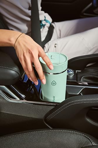 Image of ThermoFlask Stainless Steel Travel Coffee Tumbler with Sip-N-Lok Auto-Seal Lid (16 oz, Shaded Teal) - Leakproof Insulated Mug for Coffee & Tea