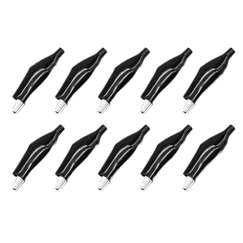 Small Black Red Soft Plastic Coated Testing Probe Test Clips 10Pcs Metal Clip Crocodile Electrical Clamp