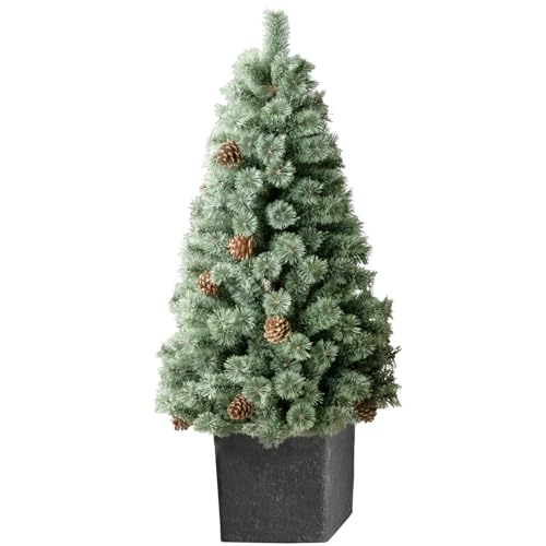 タンスのゲン クリスマスツリー 120cm RENEW Liv Norr 石目調 ポット付き 松ぼっくり付き リアル ヌードツリー 組立簡単 北欧風 Christmas tree 店頭 オフィス 16900036(115083)