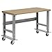 Global Industrial Mobile Adjustable Height Workbench, Shop Square Edge, 60"W x 36"D, Gray