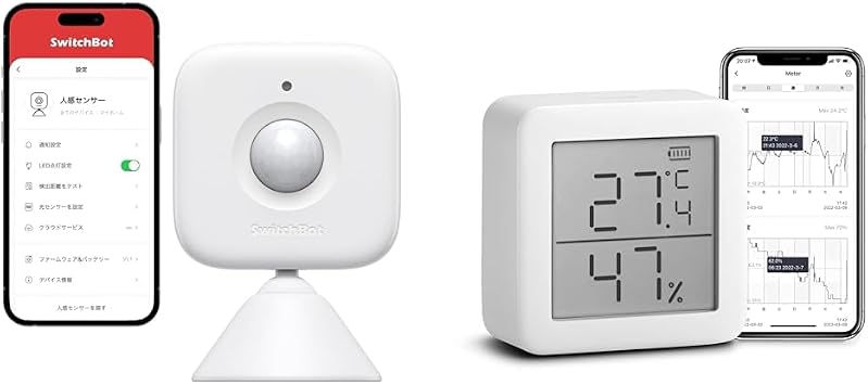 SwitchBot Motion Sensor, Alexa Security, Google Home Siri LINE Clova Compatible, Smart Home, Security Measurement, Alert Function + Works with Alexa Certified Digital Thermometer, High Accuracy