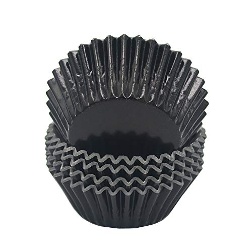 Image of Standard Black Foil Cupcake Liners Muffin Baking Cups for Party and More, 100-Count