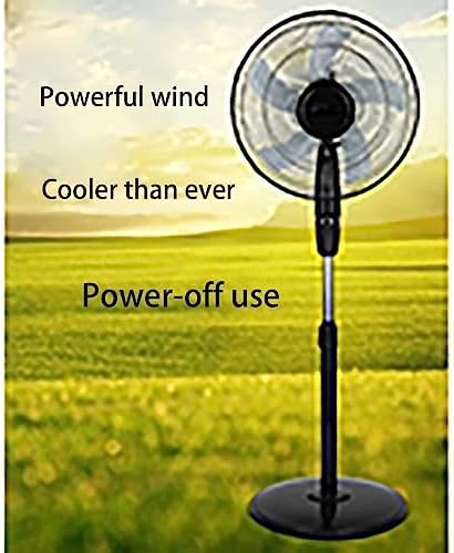 16" Solar Powered Fan with Remote Control & Solar Panel - 4 Speed Floor Standing Fan with Night Light - Eco-Friendly Black Cooling Solution for Home & Outdoor
