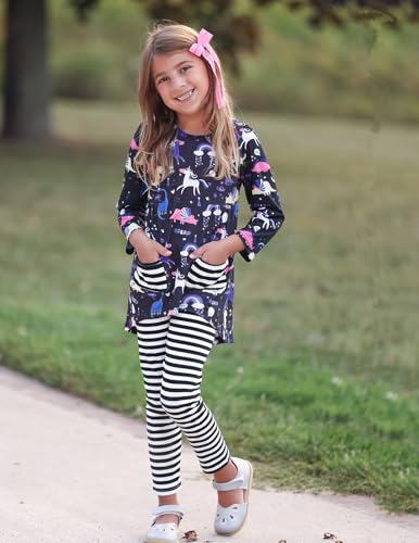 Image of Arshiner Little Girls Outfits Cute Clothing Sets Long Sleeve 2pcs Pants Sets with Pockets