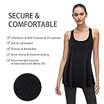 Cestyle Womens Sleeveless Scoop Neck Flowy Loose Fit Workout Shirts Racerback Long Tank Tops - Image 3