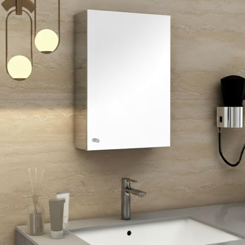 Image of Premium Bathroom Cabinet with Mirror Stainless Steel Mirror Cabinet for Storage Organizer Wash Basin /Shelf for Wall with Mirror Saloon, Hospitals, /Bathroom Accessories (Size 14x20 Inch)