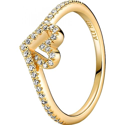 PANDORA SHINE Ring Timeless 'Glitzerndes Herz' 14k gelbvergoldet, Zirkonia...