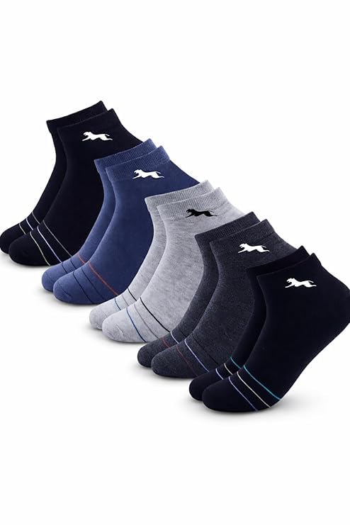 Premium Cotton Ankle Socks for Men & Women, Athletic Sports Running Socks, Multicolour with Stripe Design, Pack of 4 Pairs, Free Size-image-35