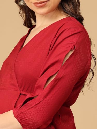 Image of The Mom Store Maternity and Nursing Wrap Dress for New Mom | Pre and Post Pregnancy Wear for Womens | Trendy Stylish Printed Friendly Dresses for Women | Comfortable