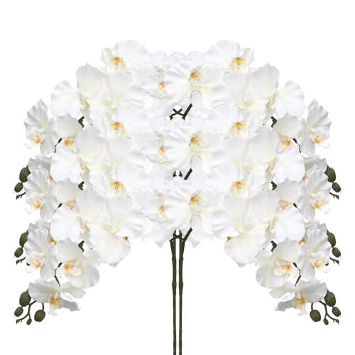 Künstliche Phalaenopsis-Blumen, 6 Stück, 9 große Blütenblätter, 97 cm, künstliche Phalaenopsis-Seidensträuße, fühlt sich echt an, für Zuhause/Hochzeit/Weihnachten/Party/Gartenbüro-A