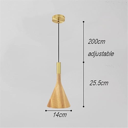 Miniatura 6 de Lámpara colgante pequeña de madera estilo retro, rústica y antigua, ajustable, para cocina, isla, comedor, sobre mesa, lámpara colgante (color