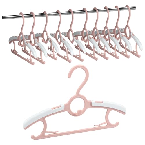 10 Pcs Baby Hangers, Non-Slip and Extendable Nursery Closet Hanger, Space-Saving Children's Newborn Hangers 11-14 Inch Adjustable Children Cloth Hanger for Girls Boys Toddlers Kids(Pink)