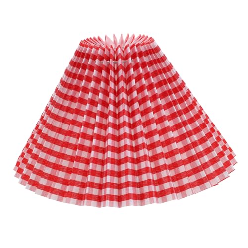 FUTUREORYY Abat-jour Plissé En Tissu Rouge à Carreaux Pour Lampe E27, Couverture Légère Décorative, Compatible Appliques Murales Et Lampes De Chevet, Pièce...