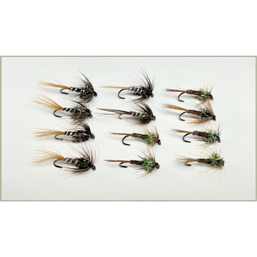 12 BARBLESS Crunchers Trout Flies Black & Olive Choice of sizes, excellent nymph pattern (Mixed)