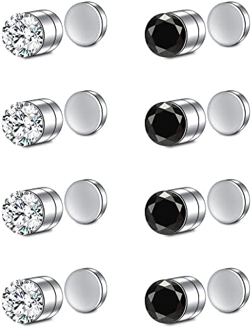 Crdifu Fake Nose Ring Stud Magnetic Non Pierced Faux Septum Ring Stainless Steel Diamond Studs