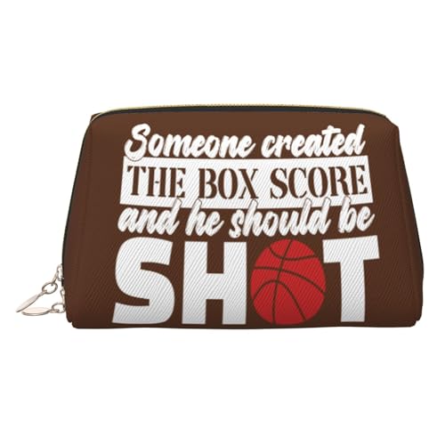 FAIOJA Basketball Box Score PVC Leather Makeup Bag