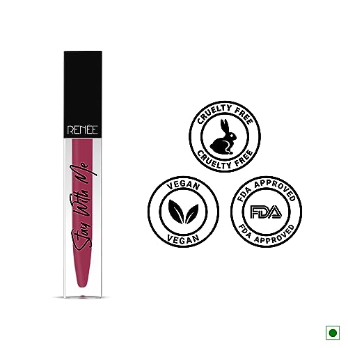 Image of RENEE Stay With Me Matte Lipstick - Dose Of Rose l Transfer Proof, Smudge & Waterproof | Long Stay l Highly Pigmented l Velvety, Matte Finish l Enriched with Vitamin E l Travel Friendly l 5 ml