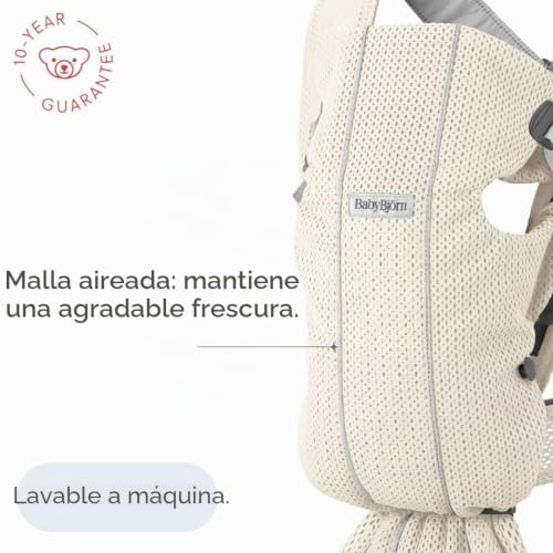 Miniatura 6 de Babybjörn Mochila Porta Bebé Mini, Malla 3d, Crema, Recién Nacidos, De 3.2 A 11 Kg, Ergonómica, Fácil De Usar, 3 Posiciones