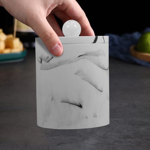 Caja de hisopos de algodón en resina de mármol con tapa para tocador 7